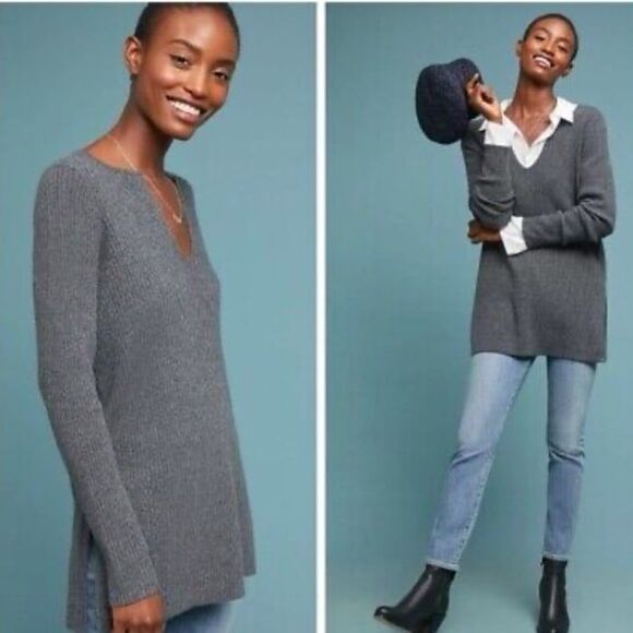 Anthropologie Ett:twa Amrita charcoal grey gray sweater - Picture 1 of 9